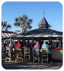 Outdoor bar full of people